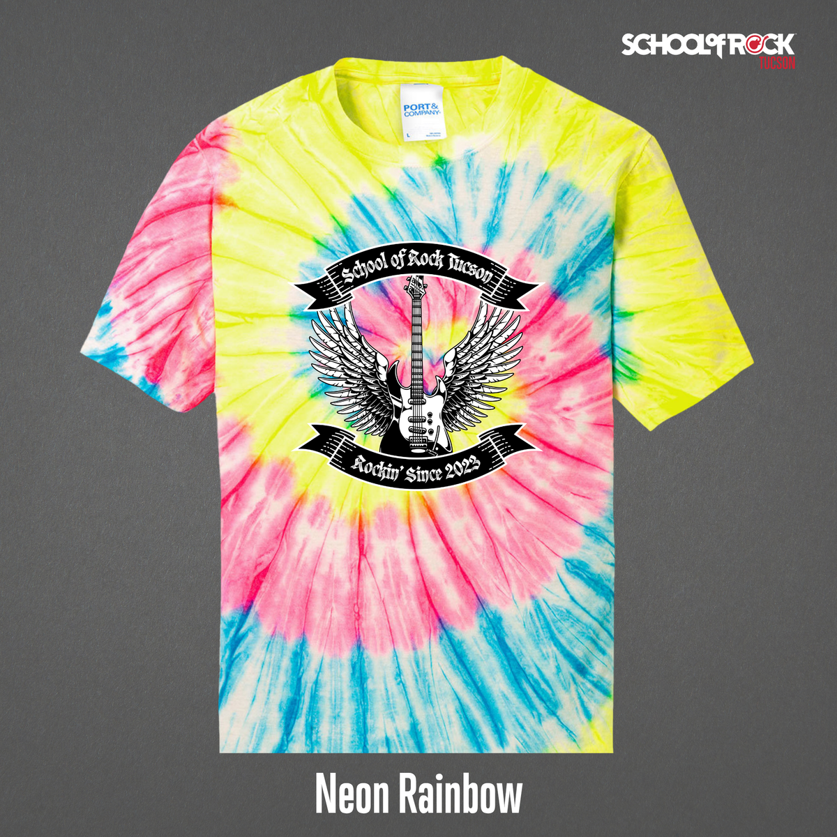Rockin' Since 2023 School of Rock Merch | Tie Dye Shirts | Summer 2026 Season Design
